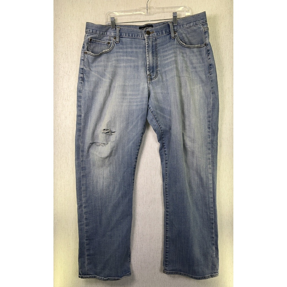 Lucky Brand 181 Relaxed Straight Jeans Mens Medium Wash Blue Distressed 38x30